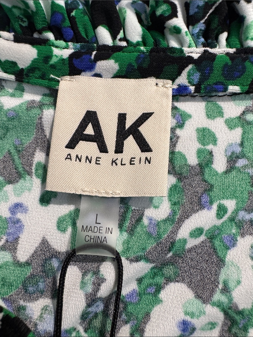 AK Anne Klein Petite Ruffled-Neck Smocked-Cuff Top Size L - Picture 6 of 9
